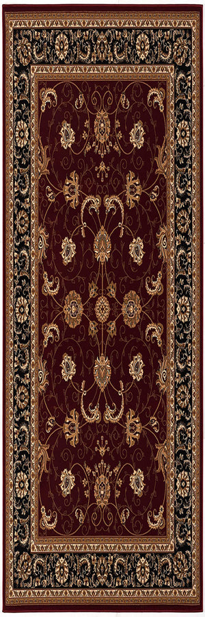 Homeroots 8' Runner Red And Black Oriental Power Loom Runner Rug  Olefin 395291