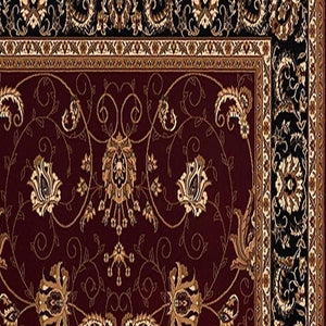 HomeRoots 10' Bold Red and Black Abstract Oriental Runner Rug for High-Traffic Areas - Durable and Stylish 3x10 395292