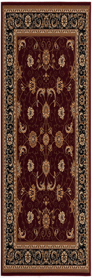 Homeroots 15' Runner Red And Black Oriental Power Loom Runner Rug  Olefin 395295