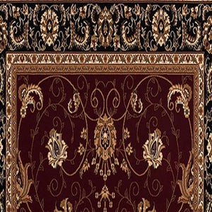 HomeRoots 10' Bold Red and Black Abstract Oriental Runner Rug for High-Traffic Areas - Durable and Stylish 3x15 395295
