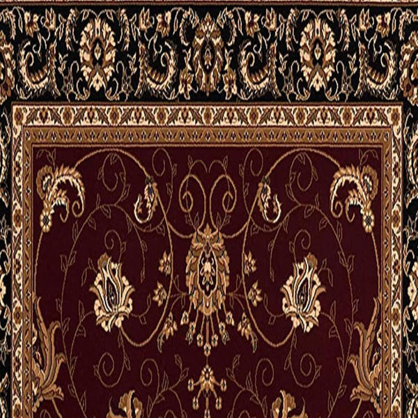 HomeRoots 10' Bold Red and Black Abstract Oriental Runner Rug for High-Traffic Areas - Durable and Stylish 3x15 395295