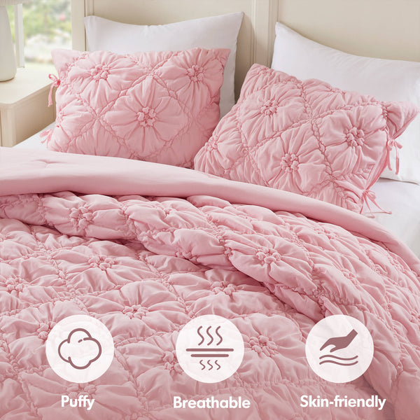 English Elm 3PCS Plush Microfiber Full/Queen Comforter Set with Hypoallergenic Poly Fill and Soft Shams Pink 16.93 L x 12.99 W x 6.69 H B035P366523