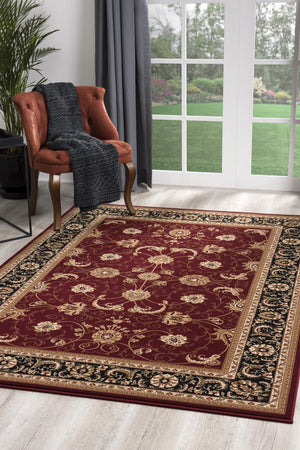 Homeroots 5' X 8' Red And Black Oriental Power Loom Area Rug  Olefin 395302