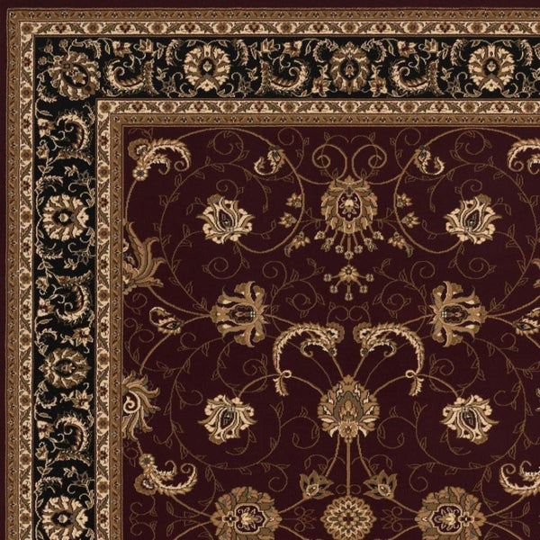 HomeRoots 10' Bold Red and Black Abstract Oriental Runner Rug for High-Traffic Areas - Durable and Stylish 5x8 395302
