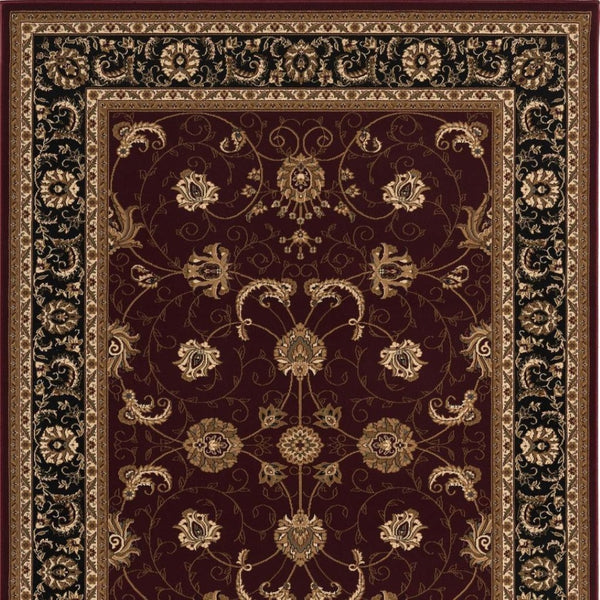 HomeRoots 10' Bold Red and Black Abstract Oriental Runner Rug for High-Traffic Areas - Durable and Stylish 5x8 395302