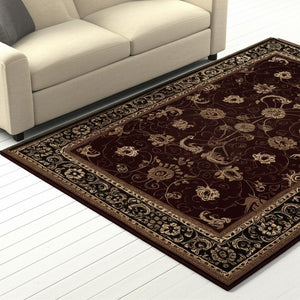 HomeRoots 10' Bold Red and Black Abstract Oriental Runner Rug for High-Traffic Areas - Durable and Stylish 5x8 395302