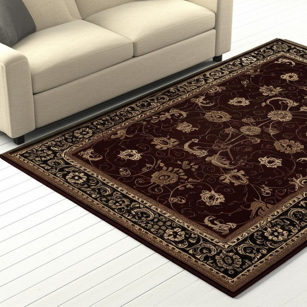 HomeRoots 10' Bold Red and Black Abstract Oriental Runner Rug for High-Traffic Areas - Durable and Stylish 5x8 395302