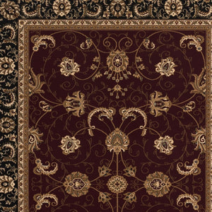 HomeRoots 10' Bold Red and Black Abstract Oriental Runner Rug for High-Traffic Areas - Durable and Stylish 7x10 395303