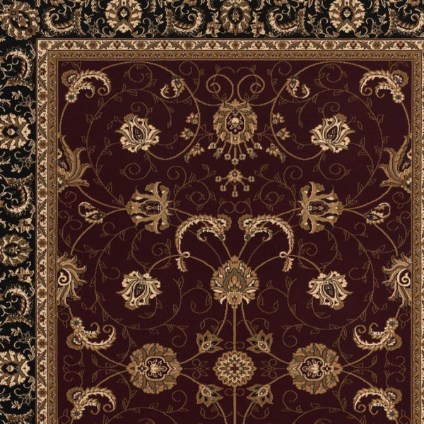 HomeRoots 10' Bold Red and Black Abstract Oriental Runner Rug for High-Traffic Areas - Durable and Stylish 7x10 395303