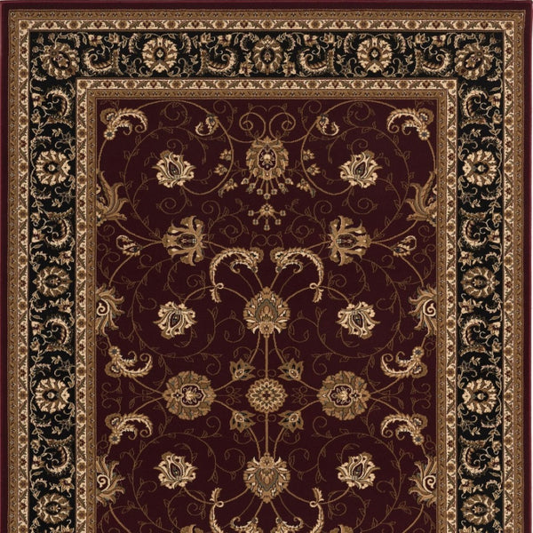 HomeRoots 10' Bold Red and Black Abstract Oriental Runner Rug for High-Traffic Areas - Durable and Stylish 7x10 395303
