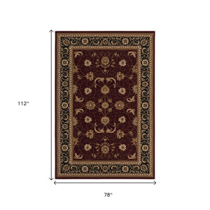 HomeRoots 10' Bold Red and Black Abstract Oriental Runner Rug for High-Traffic Areas - Durable and Stylish 7x10 395303