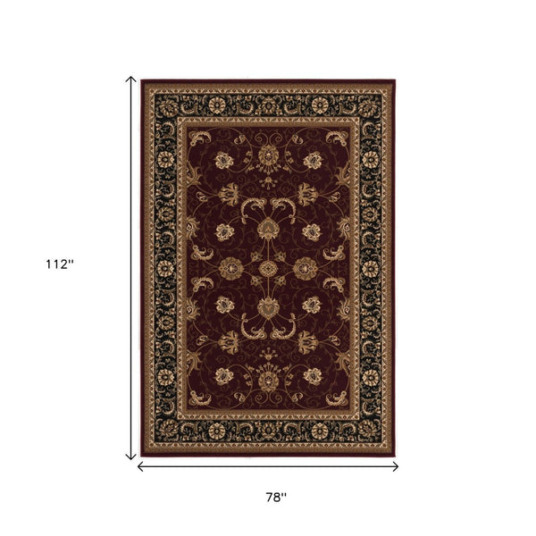 HomeRoots 10' Bold Red and Black Abstract Oriental Runner Rug for High-Traffic Areas - Durable and Stylish 7x10 395303