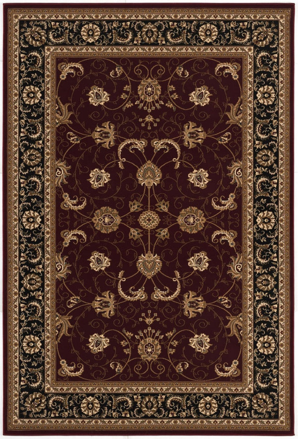 HomeRoots 10' Bold Red and Black Abstract Oriental Runner Rug for High-Traffic Areas - Durable and Stylish 8x11 395305