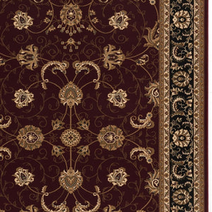 HomeRoots 10' Bold Red and Black Abstract Oriental Runner Rug for High-Traffic Areas - Durable and Stylish 8x11 395305