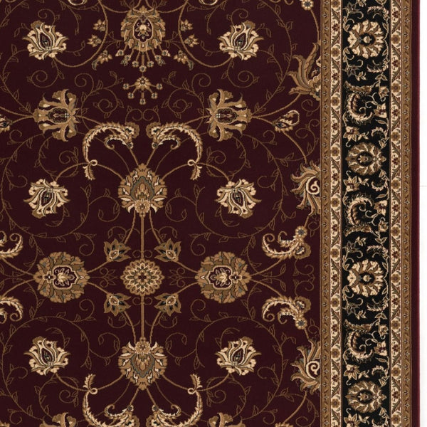HomeRoots 10' Bold Red and Black Abstract Oriental Runner Rug for High-Traffic Areas - Durable and Stylish 8x11 395305