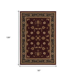 HomeRoots 10' Bold Red and Black Abstract Oriental Runner Rug for High-Traffic Areas - Durable and Stylish 8x11 395305