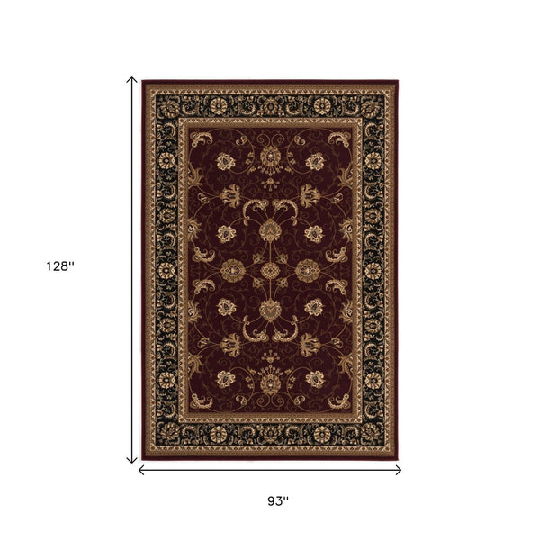 HomeRoots 10' Bold Red and Black Abstract Oriental Runner Rug for High-Traffic Areas - Durable and Stylish 8x11 395305