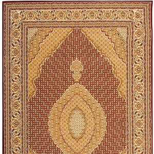 HomeRoots 10' Abstract Red and Beige Oriental Runner Rug - Durable, Low-Maintenance, Perfect for Hallways 2x15 395309