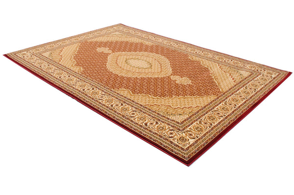 Homeroots 8' Runner Red And Beige Oriental Power Loom Runner Rug  Olefin 395314