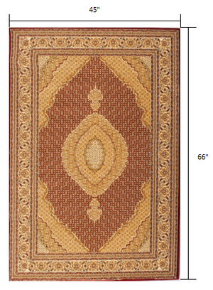 Homeroots 4' X 6' Red And Beige Oriental Power Loom Area Rug  Olefin 395323