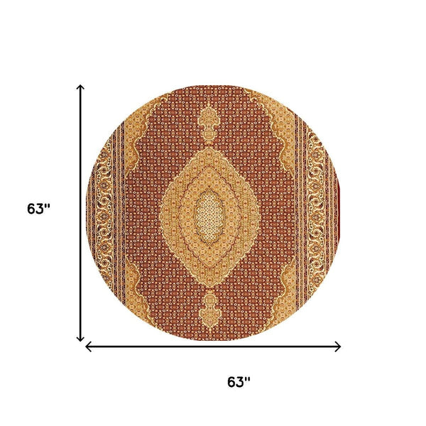 HomeRoots 10' Abstract Red and Beige Oriental Runner Rug - Durable, Low-Maintenance, Perfect for Hallways 5x5 395324