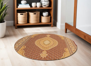 HomeRoots 10' Abstract Red and Beige Oriental Runner Rug - Durable, Low-Maintenance, Perfect for Hallways 5x5 395324