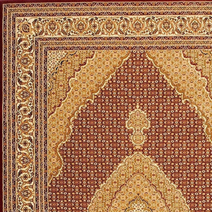 HomeRoots 10' Abstract Red and Beige Oriental Runner Rug - Durable, Low-Maintenance, Perfect for Hallways 7x10 395326