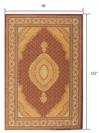 Homeroots 7' X 9' Red And Beige Oriental Power Loom Area Rug  Olefin 395326