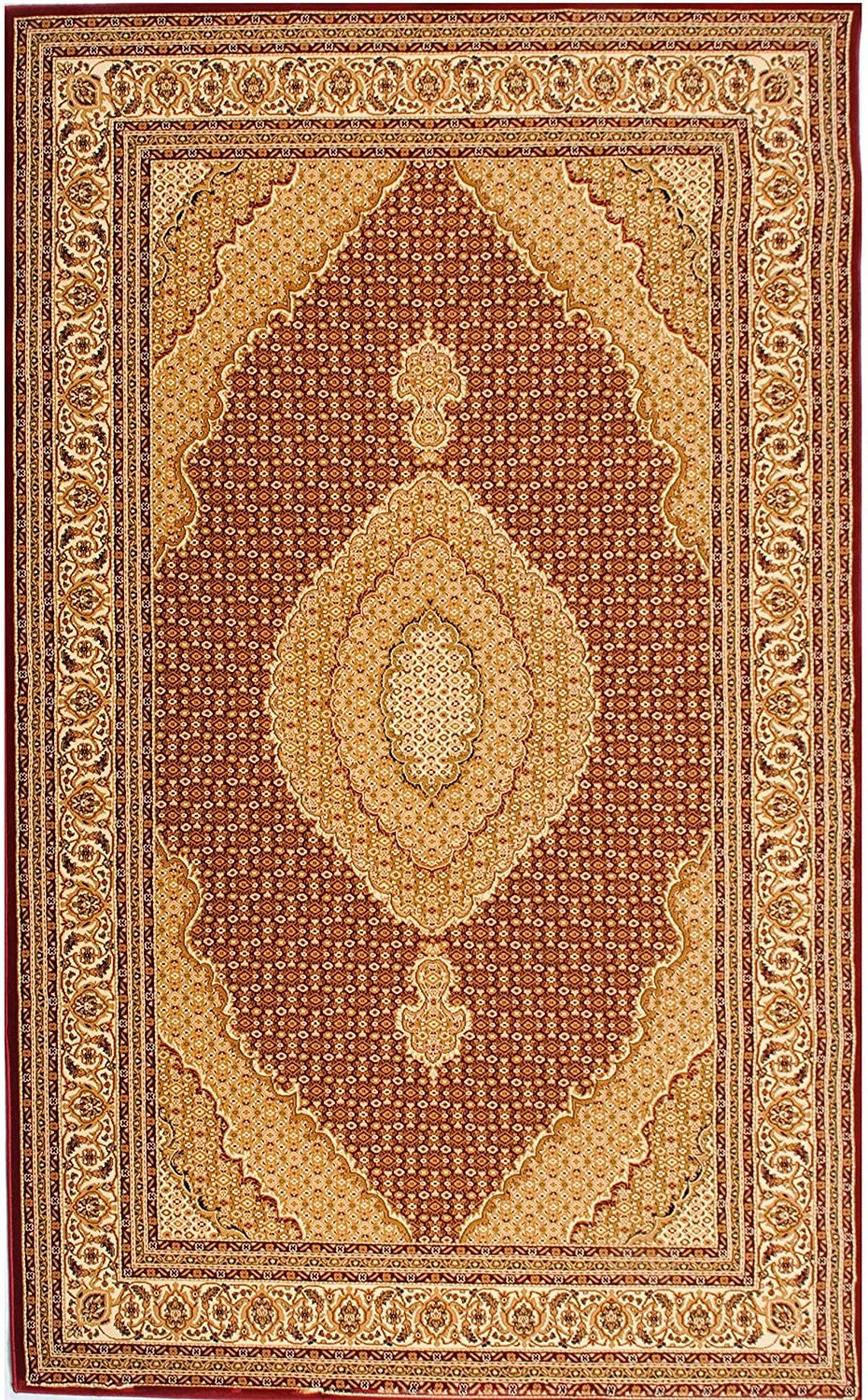 Homeroots 7' X 9' Red And Beige Oriental Power Loom Area Rug  Olefin 395326