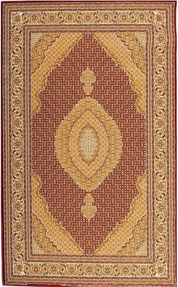 Homeroots 7' X 9' Red And Beige Oriental Power Loom Area Rug  Olefin 395326