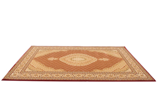 Homeroots 7' X 9' Red And Beige Oriental Power Loom Area Rug  Olefin 395326