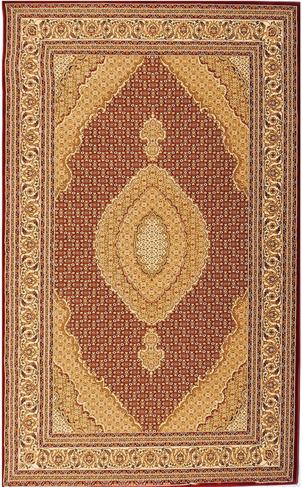 HomeRoots 10' Abstract Red and Beige Oriental Runner Rug - Durable, Low-Maintenance, Perfect for Hallways 8x11 395328