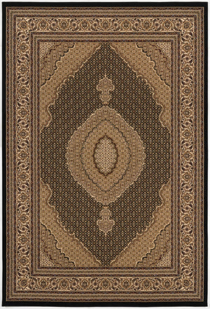 Homeroots 10' Runner Beige And Black Medallion Power Loom Runner Rug  Olefin 395329