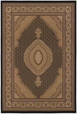 HomeRoots 10' Elegant Beige and Black Medallion Runner Rug - Perfect for Hallways, Durable and Stylish! 2' x 10' 395329