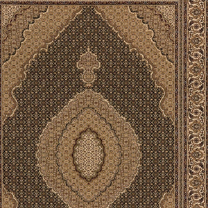 HomeRoots 10' Elegant Beige and Black Medallion Runner Rug - Perfect for Hallways, Durable and Stylish! 2' x 13' 395331