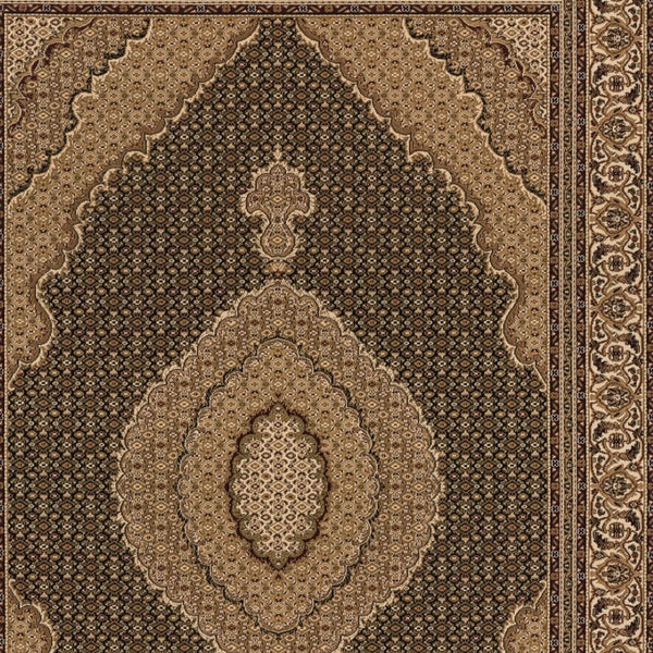 HomeRoots 10' Elegant Beige and Black Medallion Runner Rug - Perfect for Hallways, Durable and Stylish! 2' x 13' 395331