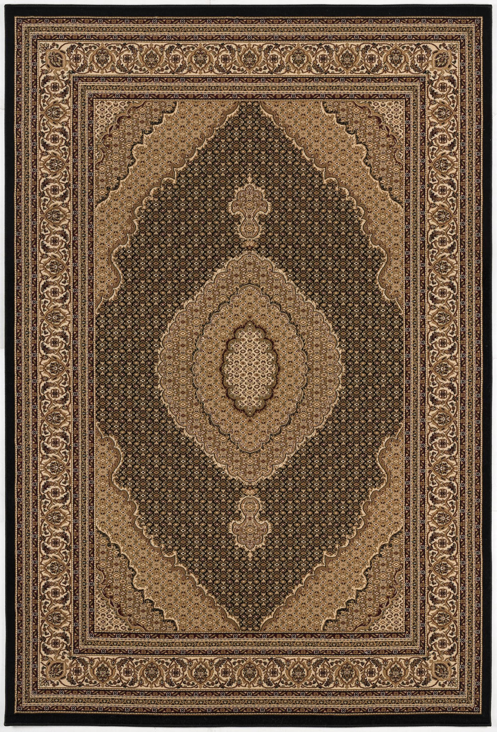 Homeroots 15' Runner Beige And Black Medallion Power Loom Runner Rug  Olefin 395332