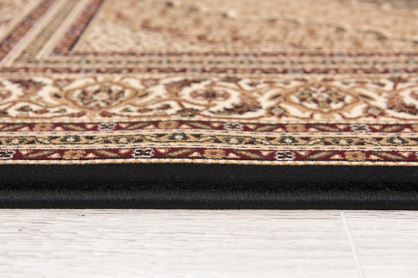 HomeRoots 10' Elegant Beige and Black Medallion Runner Rug - Perfect for Hallways, Durable and Stylish! 2' x 20' 395333