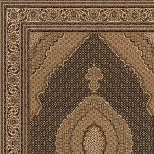 HomeRoots 10' Elegant Beige and Black Medallion Runner Rug - Perfect for Hallways, Durable and Stylish! 3' x 10' 395338
