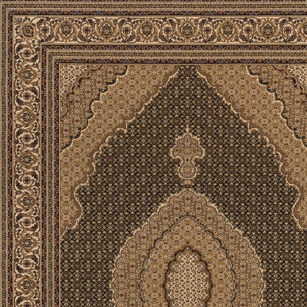 HomeRoots 10' Elegant Beige and Black Medallion Runner Rug - Perfect for Hallways, Durable and Stylish! 3' x 10' 395338