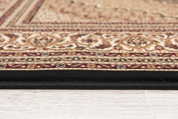 Homeroots 13' Runner Beige And Black Medallion Power Loom Runner Rug  Olefin 395340
