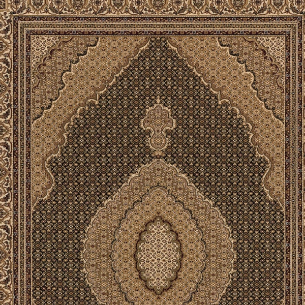 HomeRoots 10' Elegant Beige and Black Medallion Runner Rug - Perfect for Hallways, Durable and Stylish! 3' x 13' 395340