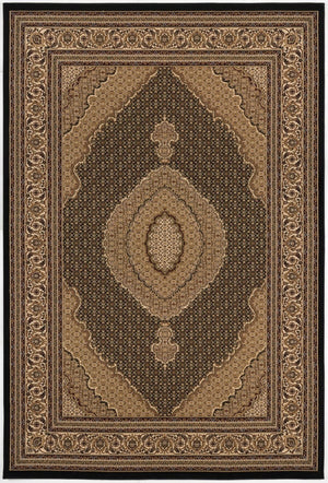 HomeRoots 10' Elegant Beige and Black Medallion Runner Rug - Perfect for Hallways, Durable and Stylish! 3' x 20' 395342