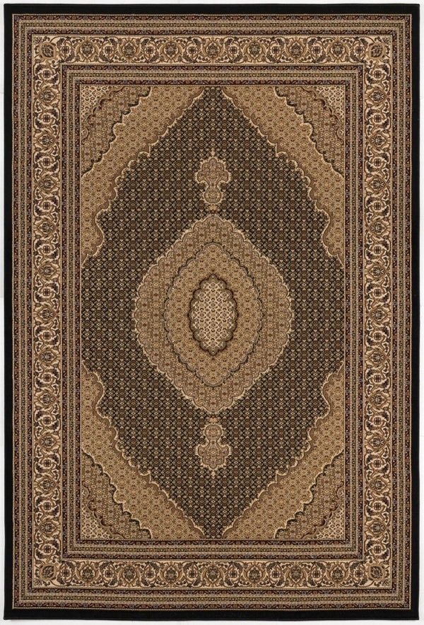 HomeRoots 10' Elegant Beige and Black Medallion Runner Rug - Perfect for Hallways, Durable and Stylish! 3' x 20' 395342