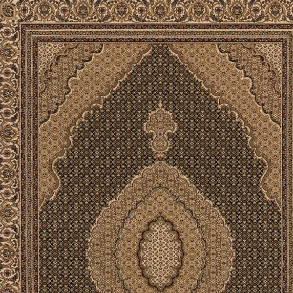 HomeRoots 10' Elegant Beige and Black Medallion Runner Rug - Perfect for Hallways, Durable and Stylish! 3' x 20' 395342