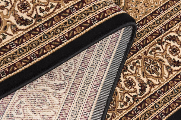 HomeRoots 10' Elegant Beige and Black Medallion Runner Rug - Perfect for Hallways, Durable and Stylish! 3' x 8' 395345
