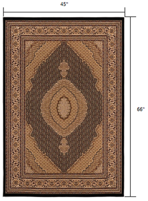 Homeroots 4' X 6' Beige And Black Medallion Power Loom Area Rug  Olefin 395346