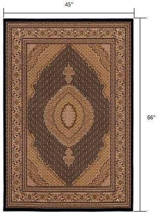 Homeroots 4' X 6' Beige And Black Medallion Power Loom Area Rug  Olefin 395346