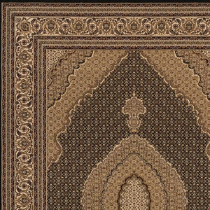 HomeRoots 10' Elegant Beige and Black Medallion Runner Rug - Perfect for Hallways, Durable and Stylish! 5x8 395348