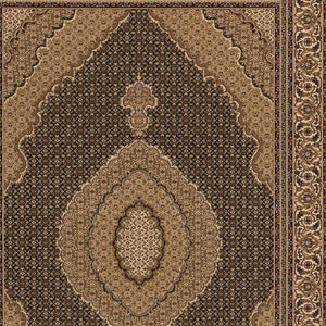 HomeRoots 10' Elegant Beige and Black Medallion Runner Rug - Perfect for Hallways, Durable and Stylish! 7x10 395349